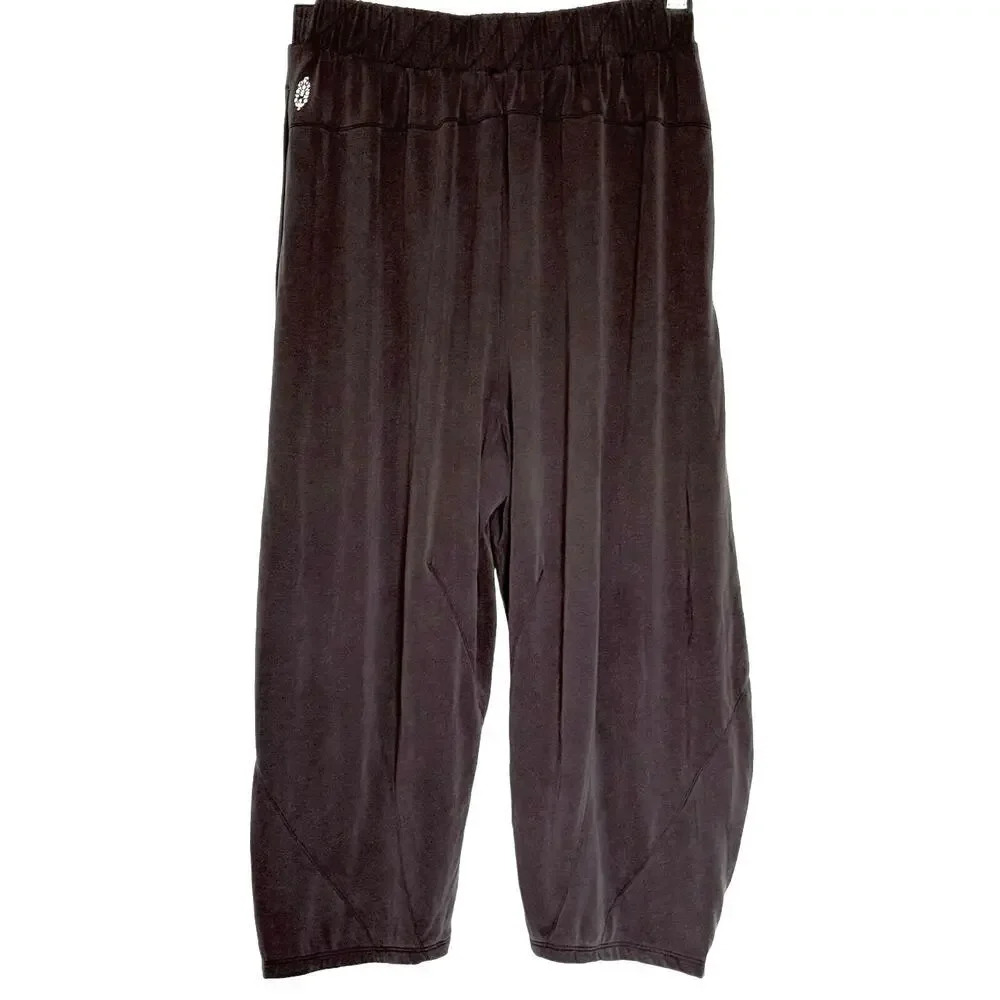 Free People Movement Womens Medium Pull On Harem Cropped Pants Brown